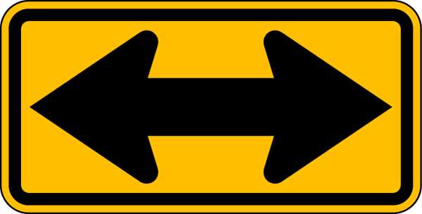 Lyle Double Arrow Traffic Sign, 12 in Height, 24 in Width, Aluminum, Horizontal Rectangle, No Text W1-7-24HA