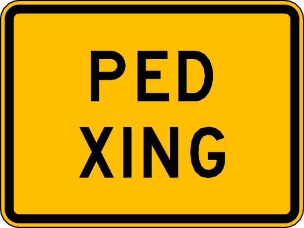 Lyle Ped Xing Traffic Sign, 18 in H, 24 in W, Aluminum, Horizontal Rectangle, English, W11A-2P-24HA W11A-2P-24HA