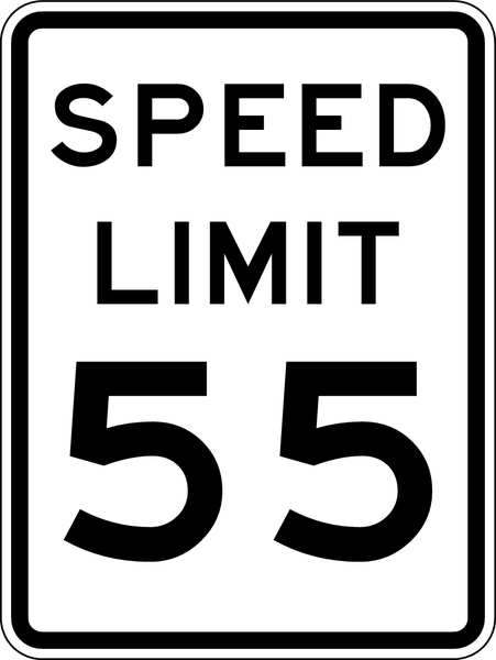 Lyle Speed Limit 55 Traffic Sign, 24 in Height, 18 in Width, Aluminum, Vertical Rectangle, English R2-1-55-18HA