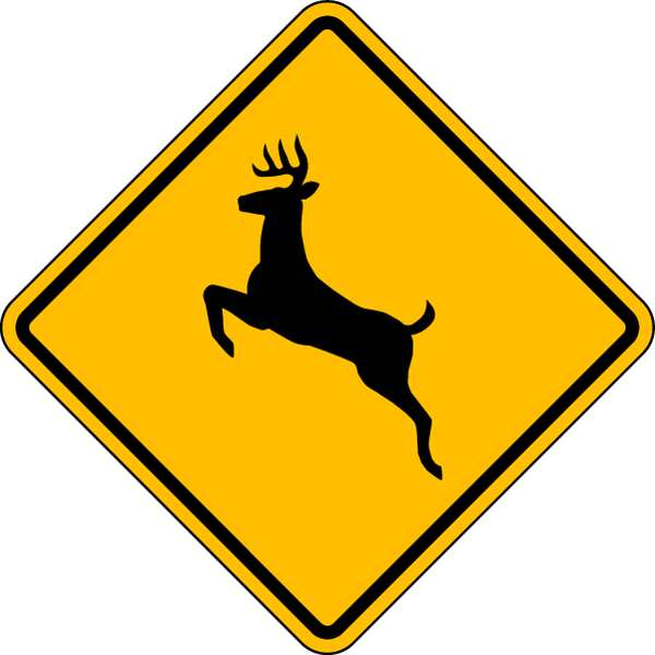 Lyle Deer Crossing Pictogram Traffic Sign, 24 in H, 24 in W, Aluminum, Diamond, No Text, W11-3-24HA W11-3-24HA