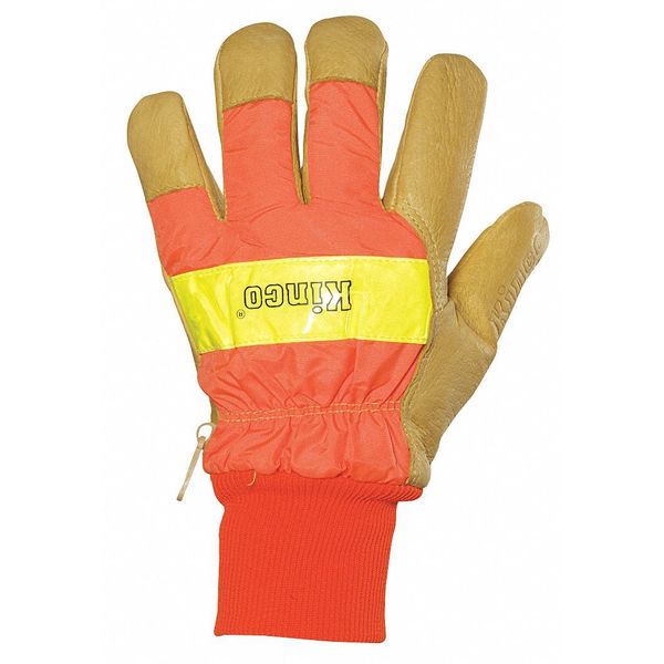 Kinco Leather Gloves, Hi Vis, Orange, XL, PR 1938KW-XL