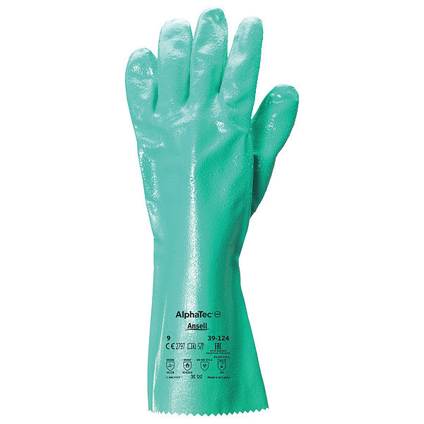 Ansell 14" Chemical Resistant Gloves, Nitrile, 10, 1 PR 39-124