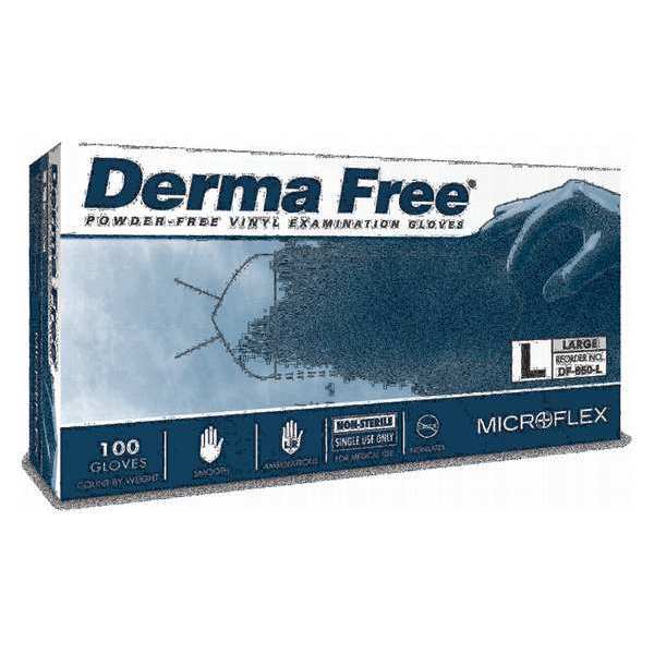 Ansell Derma Free, Vinyl Exam Gloves, 3.9 mil Palm, Vinyl, Powder-Free, XL (10), 100 PK, Clear DF-850-XL