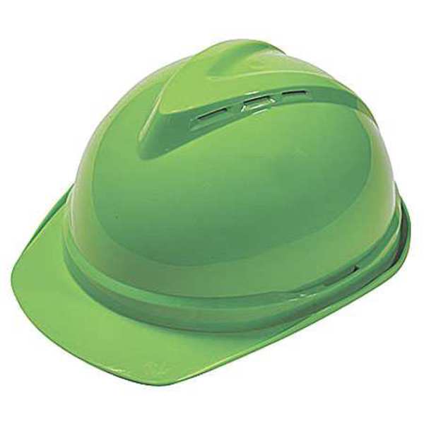 Msa Safety Front Brim Hard Hat, Type 1, Class C, Ratchet (6-Point), Bright Green 10035213