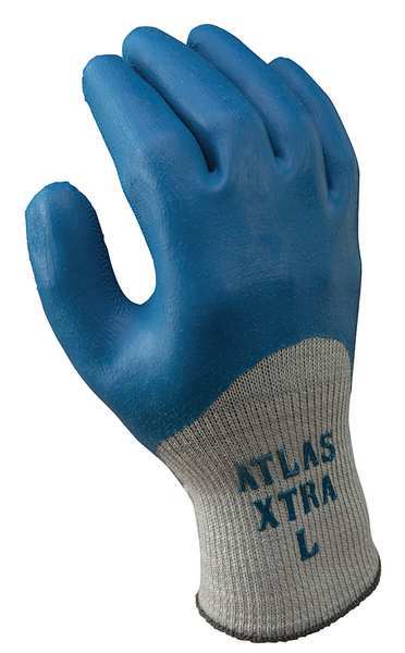 Showa Natural Rubber Latex Coated Gloves, 3/4 Dip Coverage, Blue/Gray, XL, PR 305XL-10