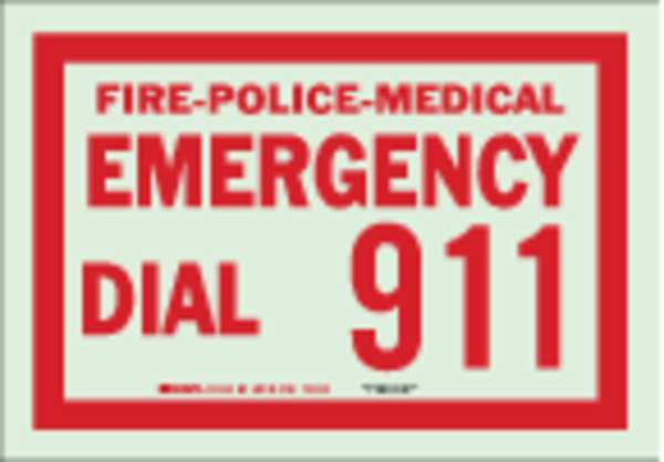 Brady Fire Emergency Sign, 7 x 10In, R/GRN, ENG, 90948 90948