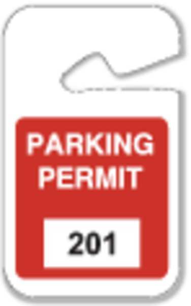 Brady Parking Permits, Rearview, 201-300, Wht/Red 96272