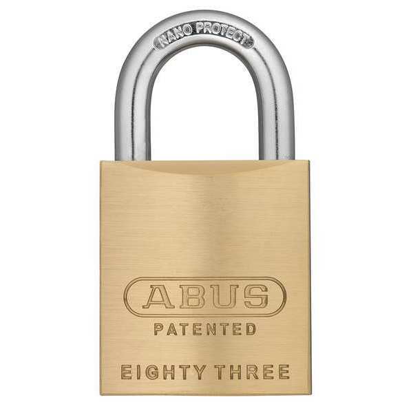 Abus Padlock, Keyed Different, Standard Shackle, Square Brass Body, Steel Shackle, 15/16 in W 83/45 RK KD-200