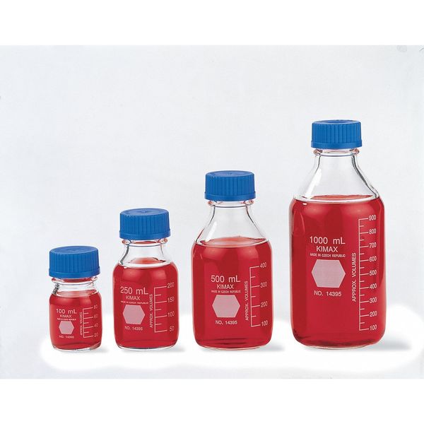 Kimble Chase Bottle Media Stge w/ Cap Glass 2000, PK4 14395-2000