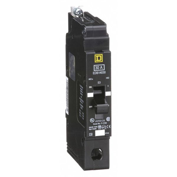 Square D Miniature Circuit Breaker, EDB Series 30A, 1 Pole, 277V AC EDB14030