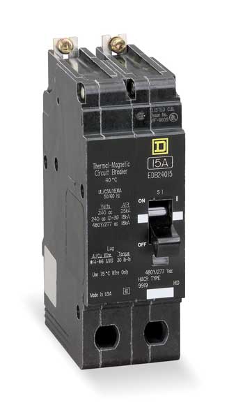 Square D Miniature Circuit Breaker, EDB Series 35A, 2 Pole, 277/480V AC EDB24035