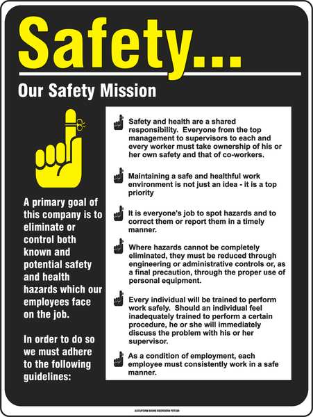 Accuform Safety Poster, 24 x 18In, FLEX PLSTC, ENG SP124487L
