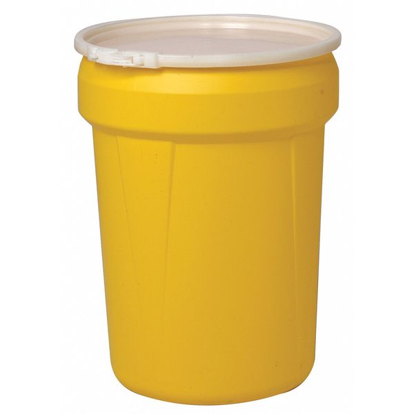 Eagle Mfg Open Head Overpack Drum, Polyethylene, 30 gal, Unlined, Yellow 1601