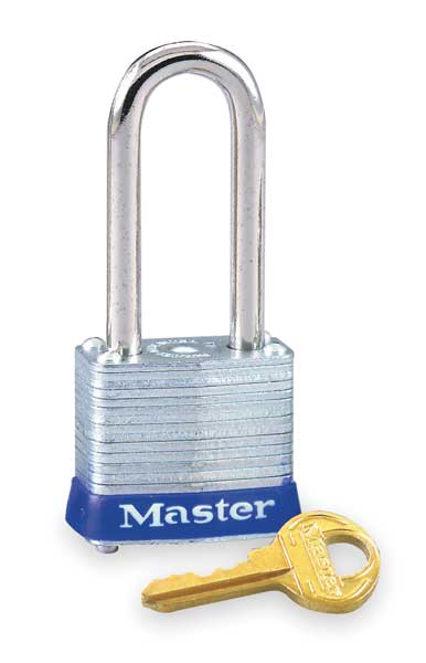 Master Lock Padlock, Keyed Alike, Long Shackle, Rectangular Steel Body, Steel Shackle, 1/2 in W 7KALJ-P316