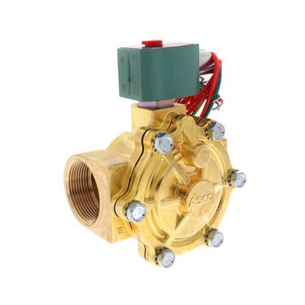 Redhat 120V AC Brass Solenoid Valve, Normally Closed, 1 1/2 in Pipe Size 8210G022