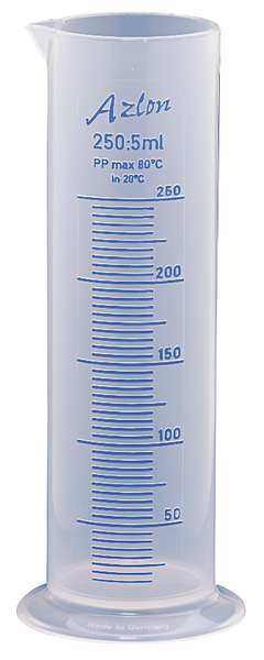 Dynalon Graduated Cylinder, 250mL, Polypropylene 537835-0250