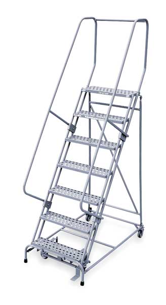 Cotterman 100 in H Steel Rolling Ladder, 7 Steps, 450 lb Load Capacity 1507R2630A3E20B4C1P6