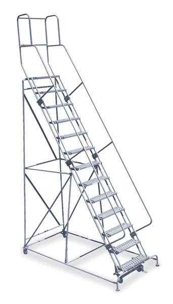 Cotterman 170 in H Steel Rolling Ladder, 13 Steps, 450 lb Load Capacity 1513R2642A3E10B4W4C1P3