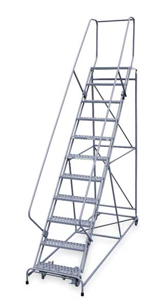 Cotterman 140 in H Steel Rolling Ladder, 11 Steps, 800 lb Load Capacity 2611R2632A6E24B4W5C1P6