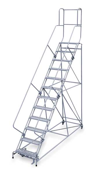 Cotterman 162 in H Steel Rolling Ladder, 12 Steps, 800 lb Load Capacity 2612R2632A3E24B4W5C1P3