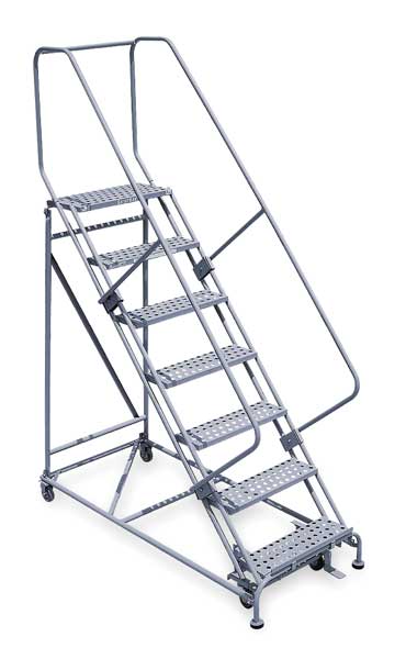Cotterman 100 in H Steel Rolling Ladder, 7 Steps, 800 lb Load Capacity 2607R2630A1E12B4W5C1P6