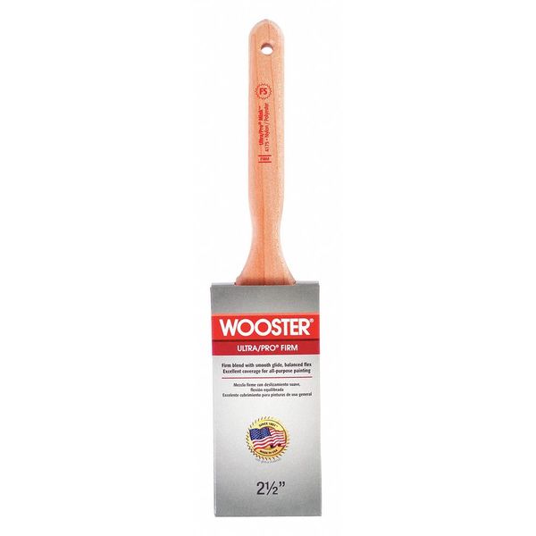 Wooster 2-1/2" Flat Sash Paint Brush, Nylon/Polyester Bristle, Wood Handle 4175-2 1/2
