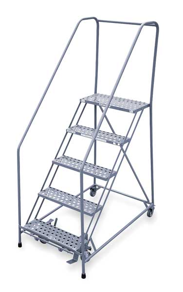 Cotterman 80 in H Steel Rolling Ladder, 5 Steps, 450 lb Load Capacity 1205R2630A3E24B4C1P6