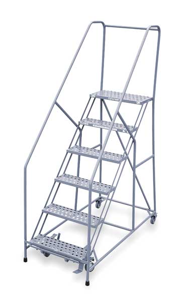 Cotterman 90 in H Steel Rolling Ladder, 6 Steps, 450 lb Load Capacity 1206R2630A6E24B4C1P6