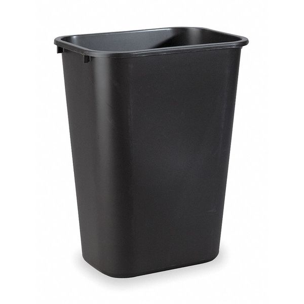Rubbermaid Commercial 10 gal Rectangular Trash Can, Black, 15 1/4 in Dia, Open Top, LLDPE FG295700BLA