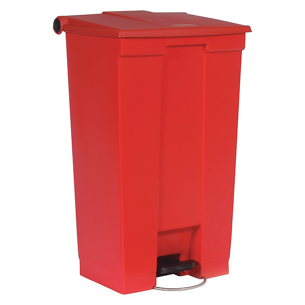 Rubbermaid Commercial 23 gal Rectangular Trash Can, Red, 19 3/4 in Dia, Step-On, HDPE Base/Polypropylene Lid FG614600RED