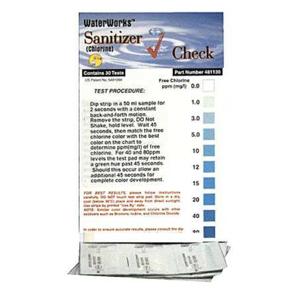 Industrial Test Systems Test Strip, Chlorine Sanitizer Check, PK30 481130