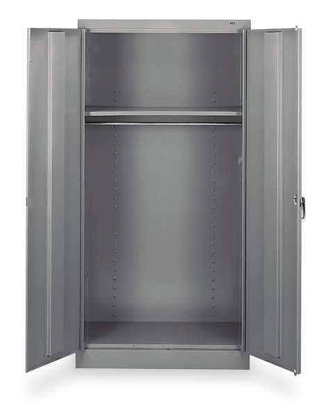 Tennsco 24 ga. ga. Carbon Steel Wardrobe Storage Cabinet, 36 in W, 72 in H, Stationary 1471 GRAY