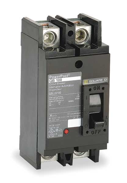 Square D Molded Case Circuit Breaker, QBL Series 175A, 2 Pole, 240V AC QBL22175