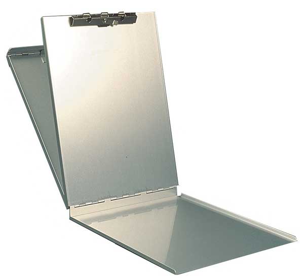 Zoro Select 8-1/2" x 14" Portable Storage Clipboard 3/8", Silver 10020