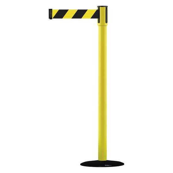 Tensabarrier Barrier Post with Belt, Yellow 890B-33-35-35-STD-NO-D4X-C