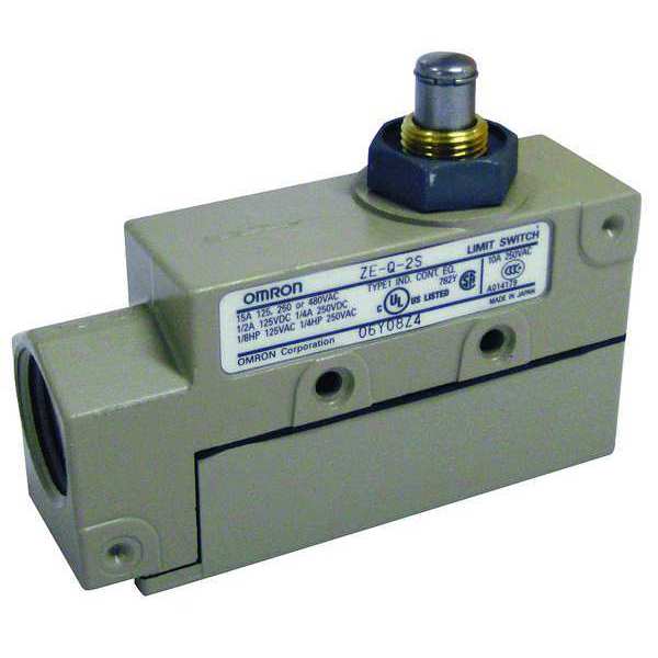 Omron Limit Switch, Plunger, SPDT, 15A @ 480V AC, Actuator Location: Top ZE-Q-2S
