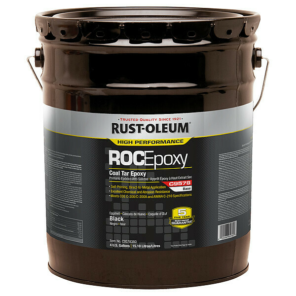 Rust-Oleum Coal Tar Epoxy Coating, Black, matte, 5 gal, 100 to 130 sq ft/gal, C9578 Series C9578380
