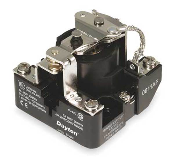 Dayton Open Power Relay, Surface Mounted, SPDT, 120V AC, 5 Pins, 1 Poles 5Z542