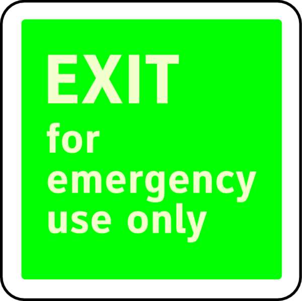 Electromark Emergency Exit Sign, English, 8" W, 8" H, Plastic, Green S230G