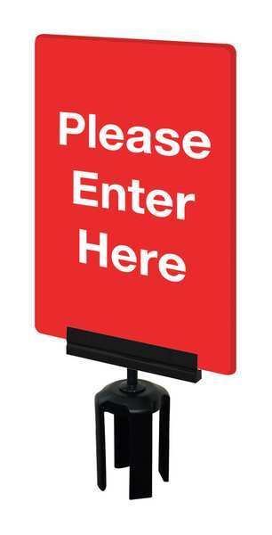 Tensabarrier Acrylic Sign, Red, Please Enter Here S01-P-21-7X11-V-HDSB-1701-33