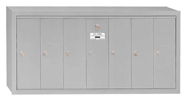 Salsbury Industries Vertical Mailbox, Aluminum, Powder Coated, 7 Doors, Surface, - 3507ASU