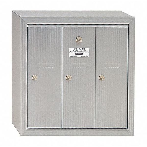 Salsbury Industries Vertical Mailbox, Aluminum, Powder Coated, 3 Doors, Surface, - 3503ASU