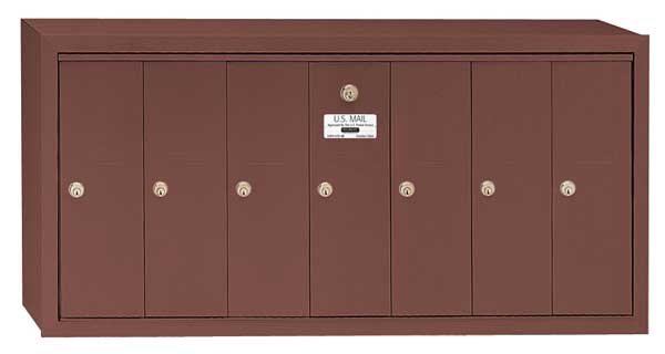 Salsbury Industries Vertical Mailbox, Bronze, Powder Coated, 7 Doors, Surface, - 3507ZSU