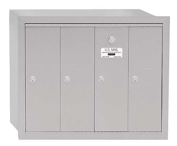 Salsbury Industries Vertical Mailbox, Aluminum, Powder Coated, 4 Doors, Recessed, - 3504ARU