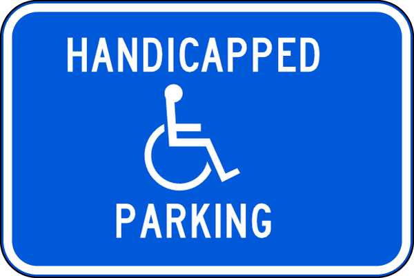Lyle Handicap Parking Sign, 18" W, 12" H, English, Aluminum, Blue L-31-18HA