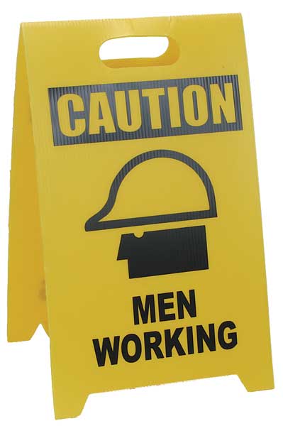 See All Industries Floor Safety Sign, 20 in H, 12 in W, Corrugated Plastic, Triangle, English, TP-CMENW TP-CMENW