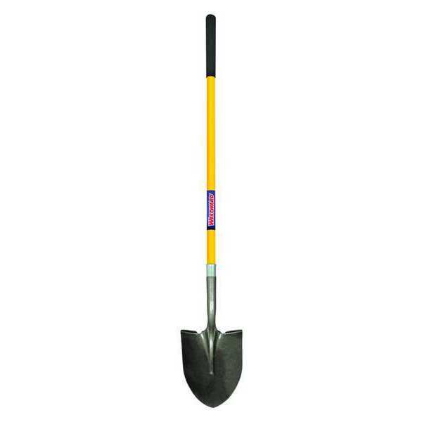 Westward Not Applicable 14 ga Round Point Shovel, Steel Blade, 48 in L Yellow Fiberglass Handle 3YU82
