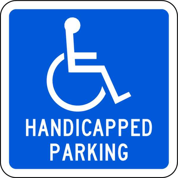 Lyle Handicap Parking Sign, 18" W, 18" H, English, Aluminum, Blue HC-020-18HA