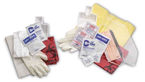 Zoro Select Biohazard Spill Kit, Pull String Bag, Red 3ZDW1
