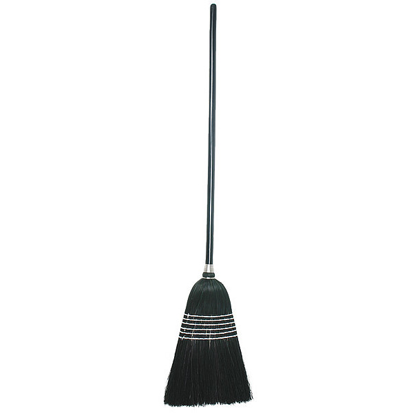 Tough Guy 12 in Sweep Face Broom, Soft/Stiff Combination, Natural, Black, 42 in L Handle 3ZJD5